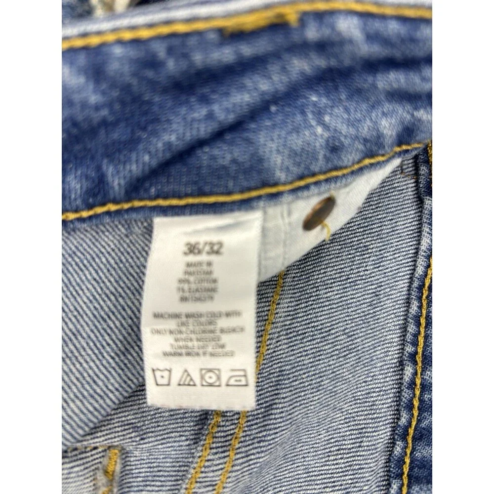Aeropostale Slim‎ Fit Jeans Mens 36x32 Blue Good Distressed Ripped Denim